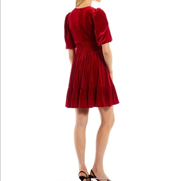 Antonio Melani
Thelma Short Bubble Sleeve V-Neck Smocked Waist Velvet Dress🍒🍒 - Picture 2 of 2
